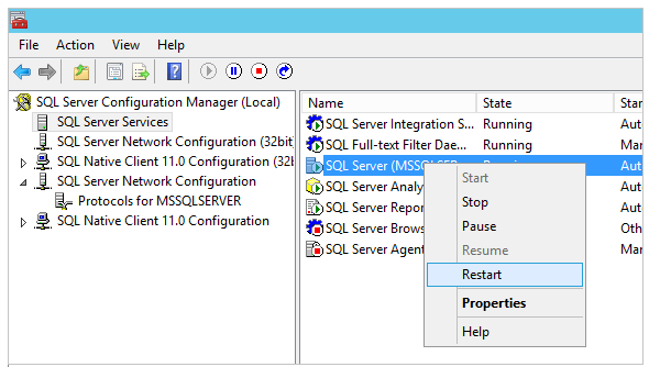 Restart Database Engine