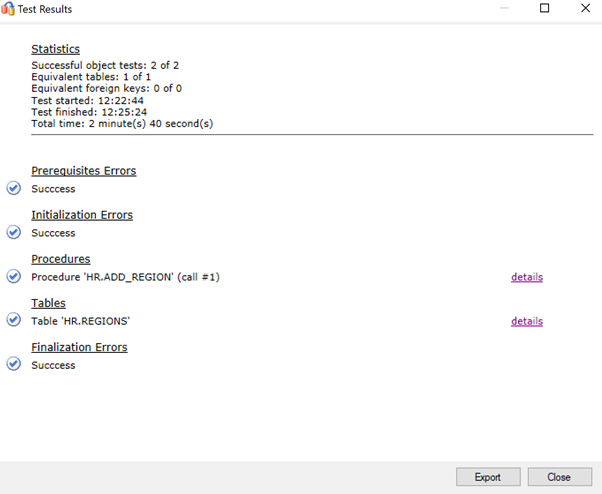 Screenshot that shows a sample tester test report.