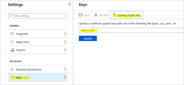 Upload public keys