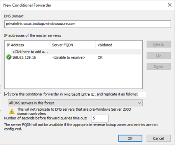 New conditional forwarder