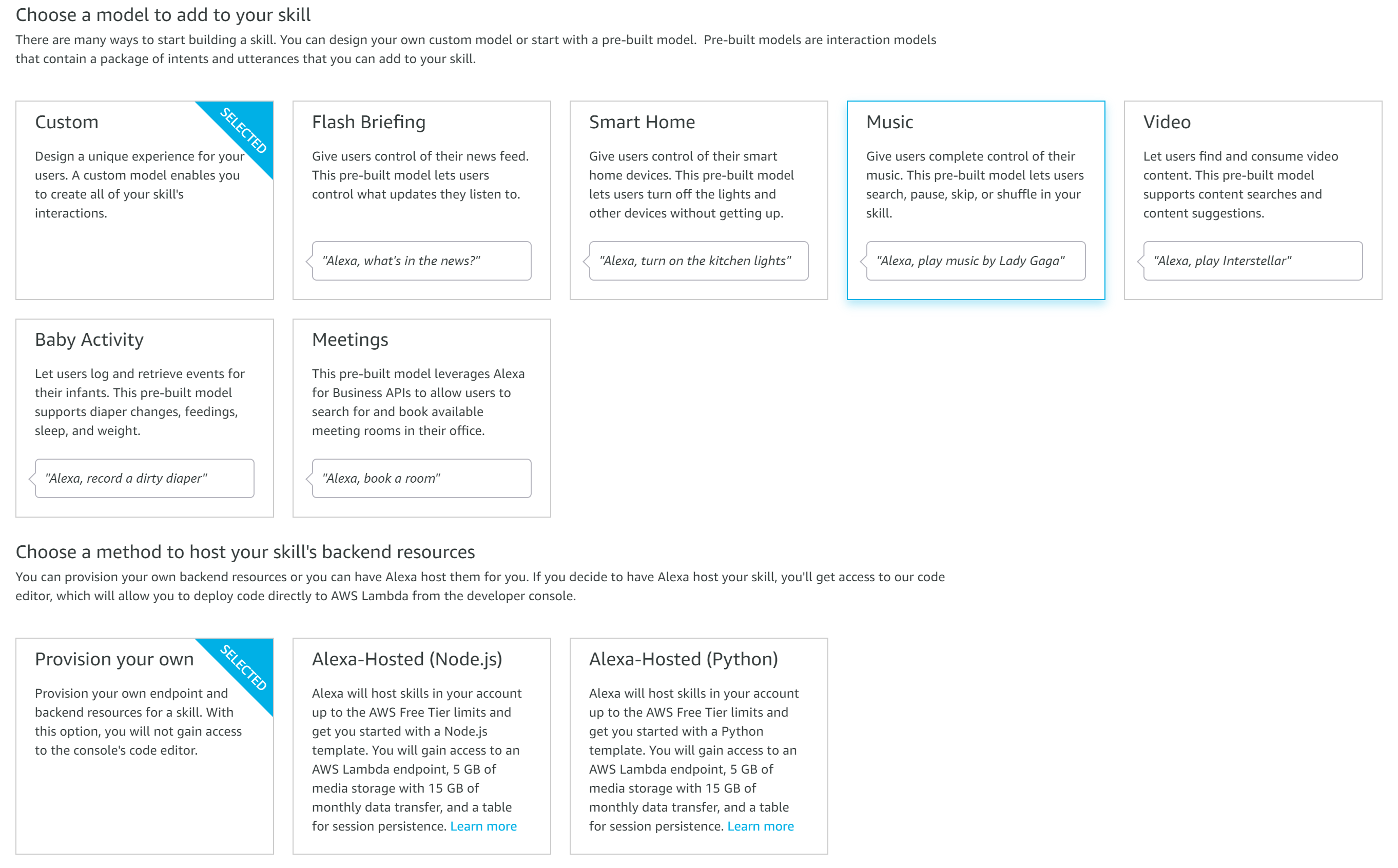 Choose model and hosting