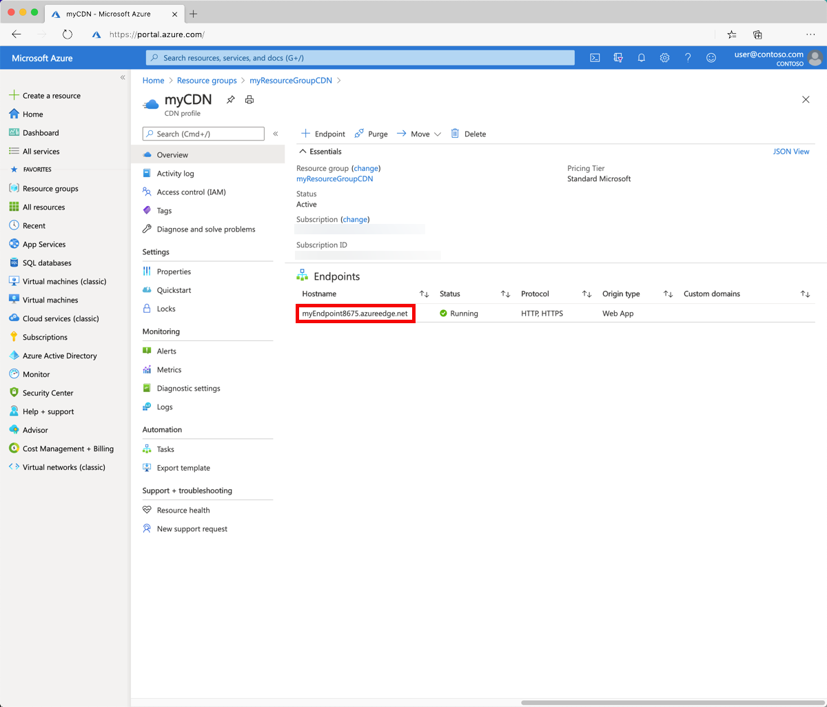 Screenshot of content delivery network endpoint selection.