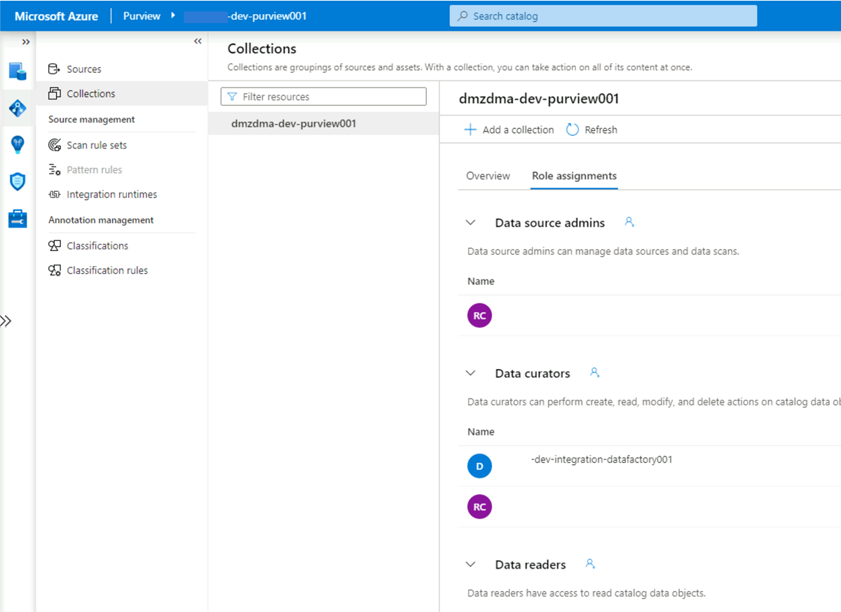 Screenshot that shows how to add data curators to your Purview role assignment.