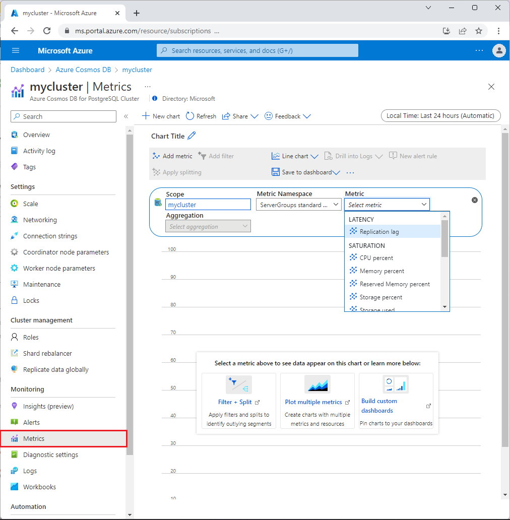 Screenshot that shows the metrics screen.