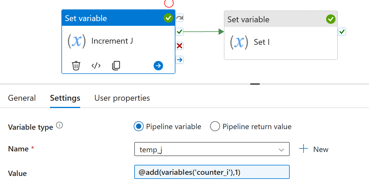 Screenshot shows increment variable.