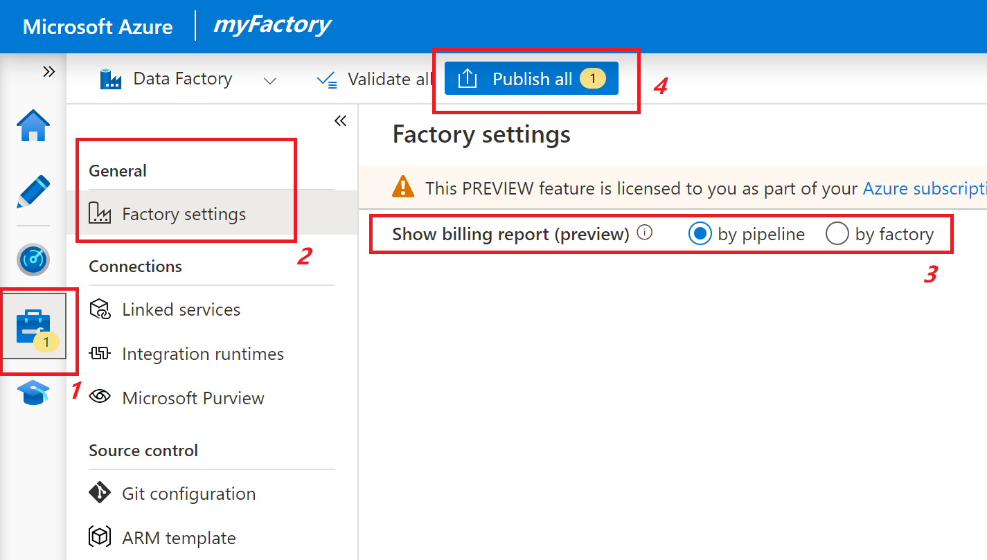 Screenshot of steps to enable per pipeline billing feature.