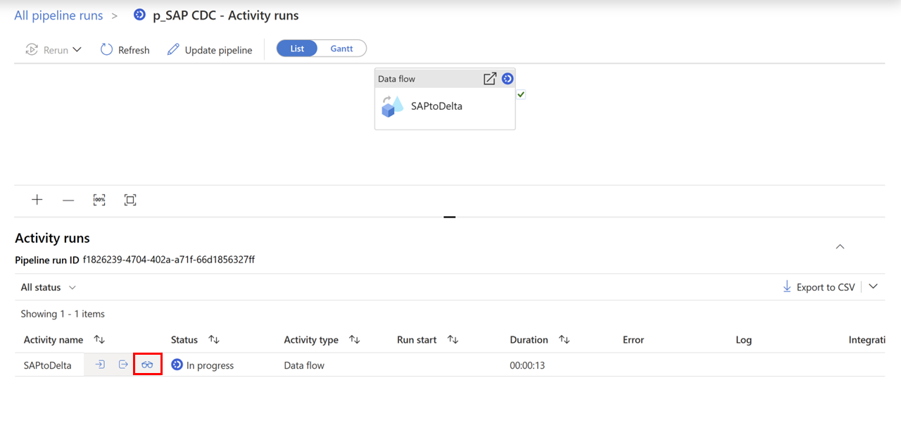 Screenshot of the pipeline monitor.