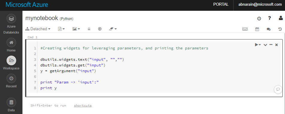 Screenshot showing how to create widgets for parameters.