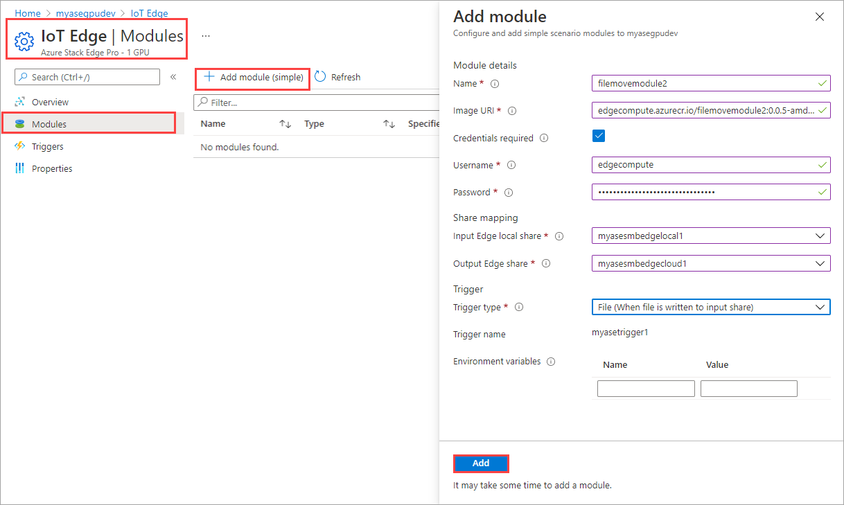 Add and configure module