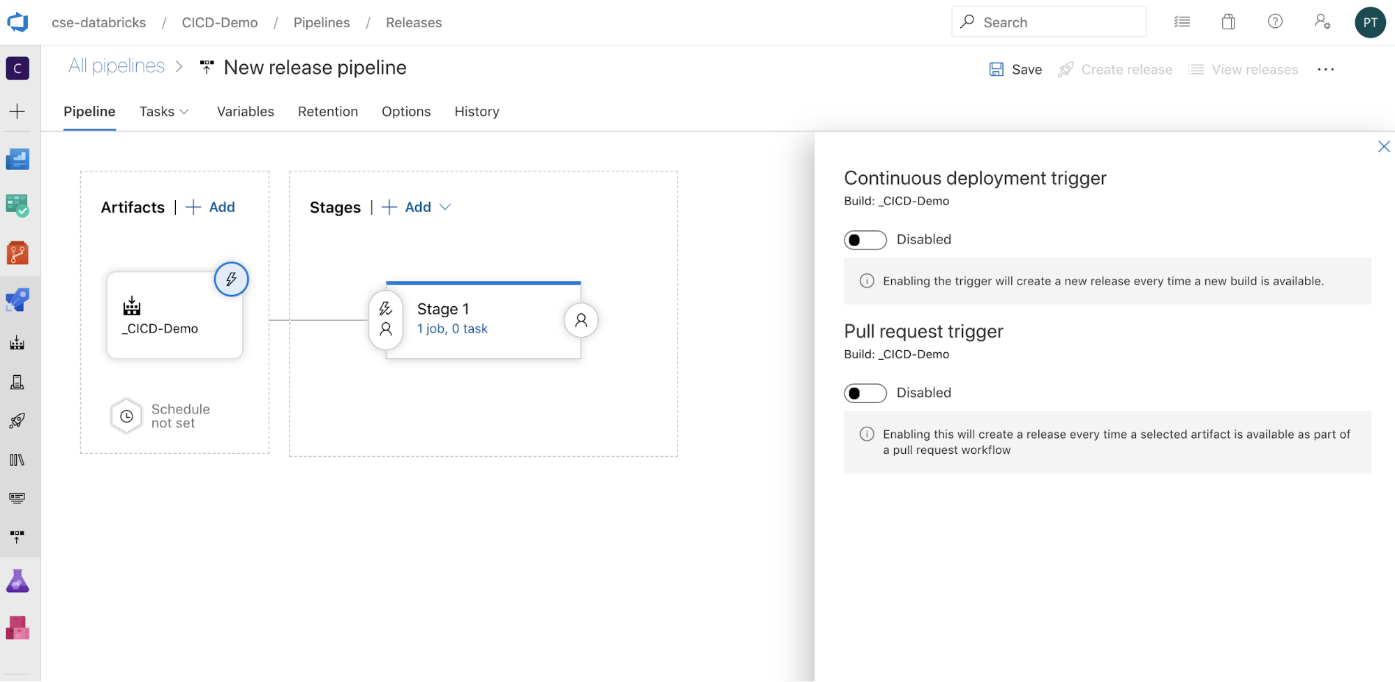 Azure DevOps release pipeline stage 1