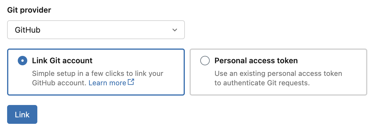 Link GitHub account in Databricks