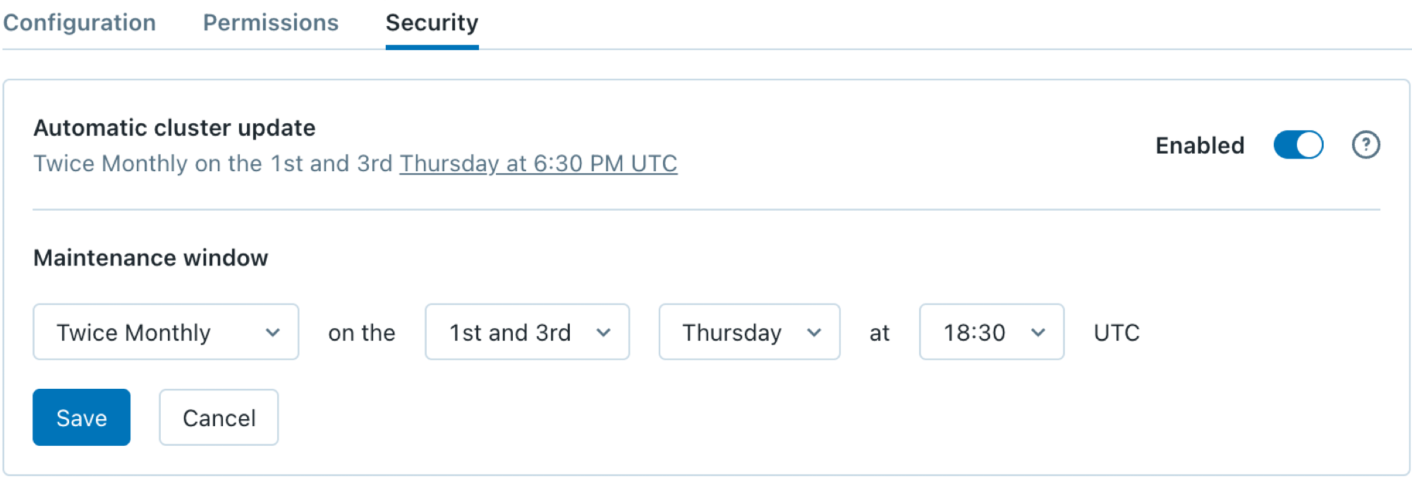 Configure frequency and window.