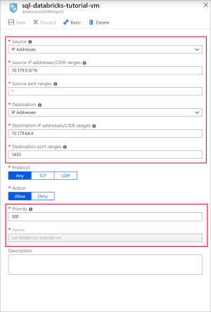 Add inbound security rule for port 1433