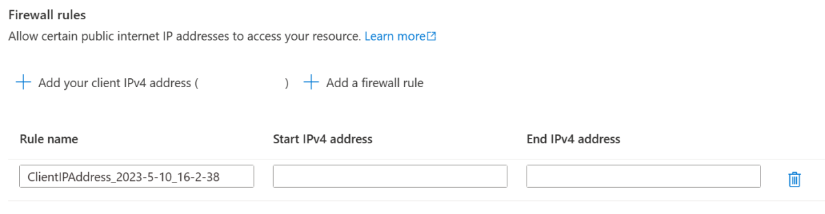 Screenshot of firewall rules - allow client access.