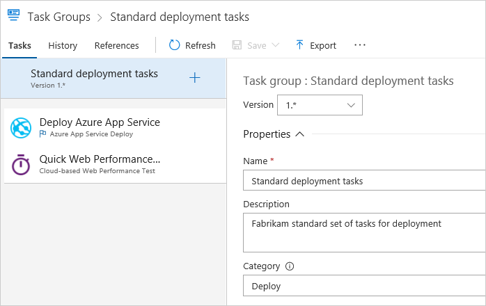 Screenshot that shows managing a task group.