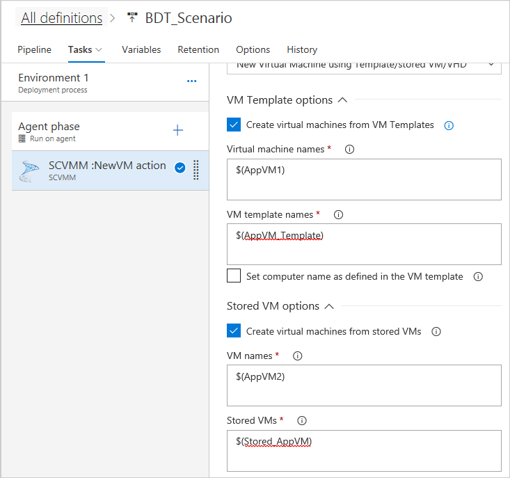 Choosing the option to create VMs from templates, stored VMs, and VHD or VHDx