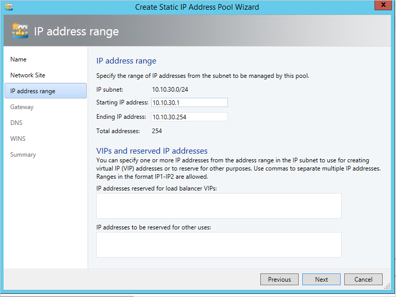 Provide the routable IP address range