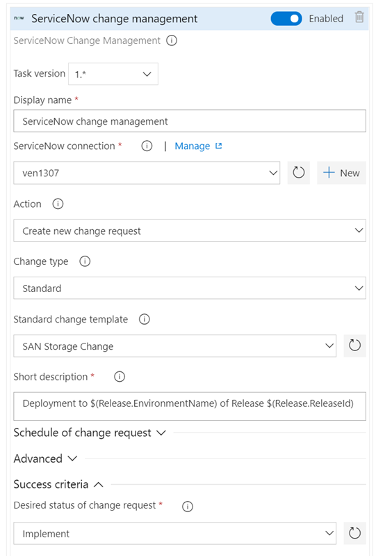 ServiceNow change management.