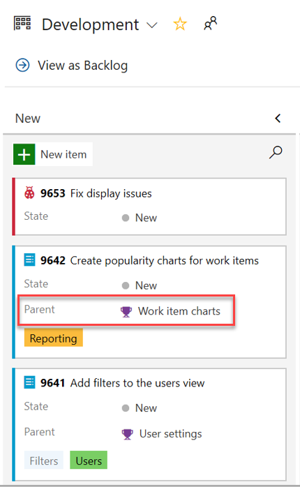 Add parent field to work item cards.