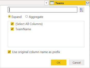 Screenshot that shows how ot select the fields to flatten.