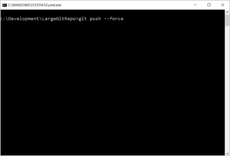 Command Prompt - git push --force