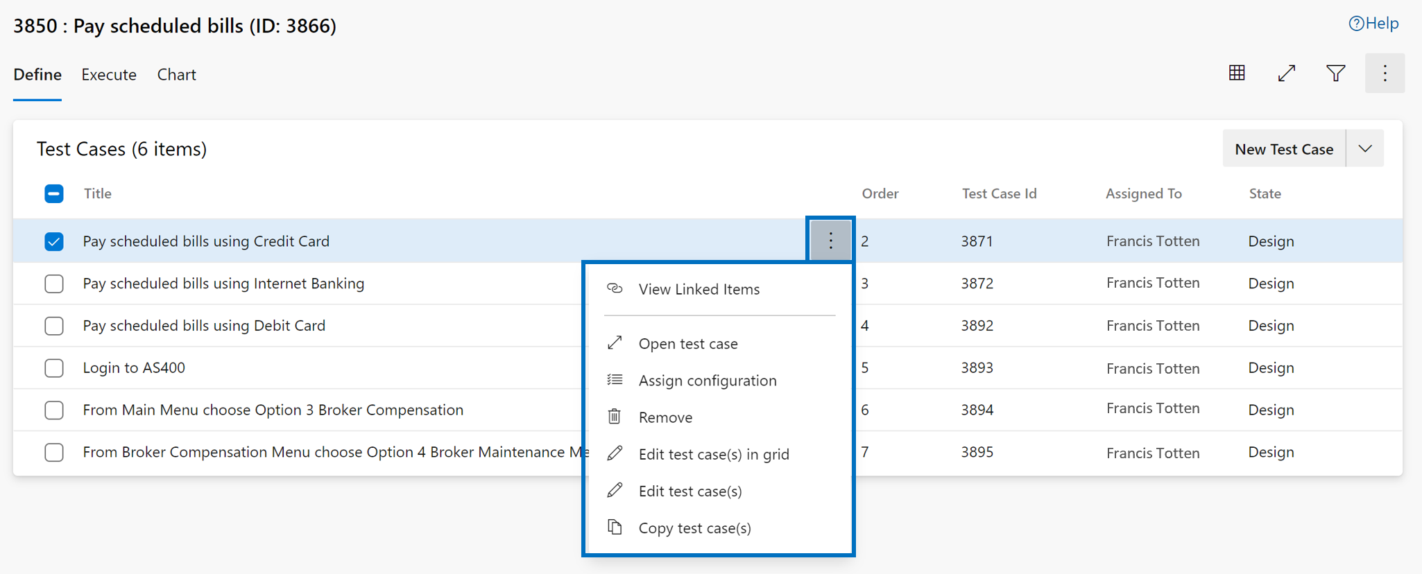 define tab context menu page