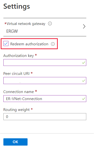 Settings page