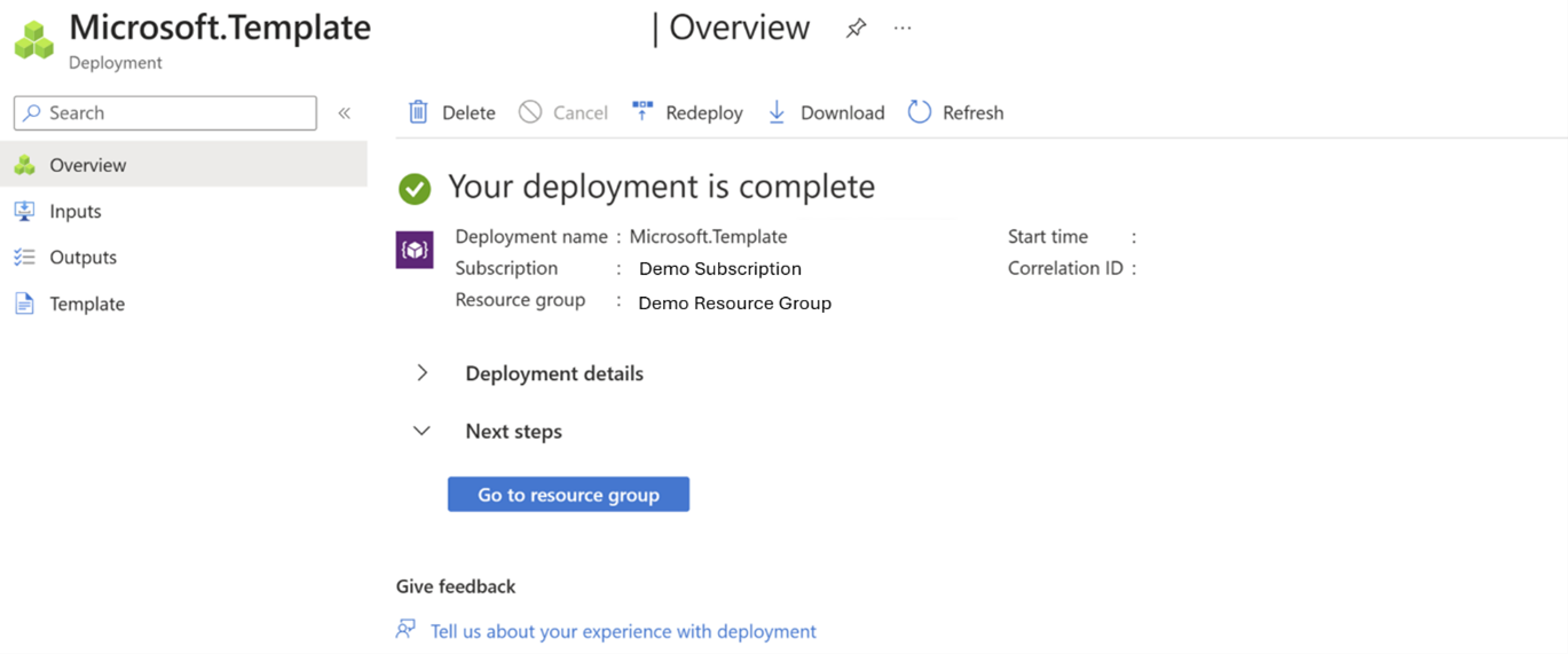 Screenshot showing custom deployment complete.