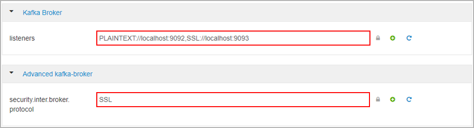 Editing Kafka ssl configuration properties in Ambari.