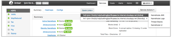 Ambari Quick Links to Log Files.
