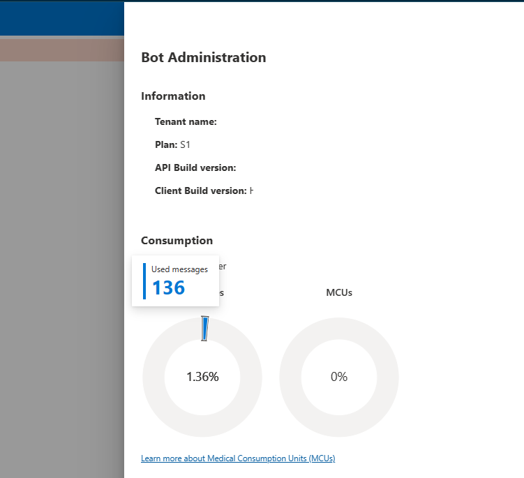 A screenshot of the healthcare agent service Usage