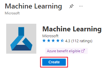 Screenshot of the create page for Azure Machine Learning.