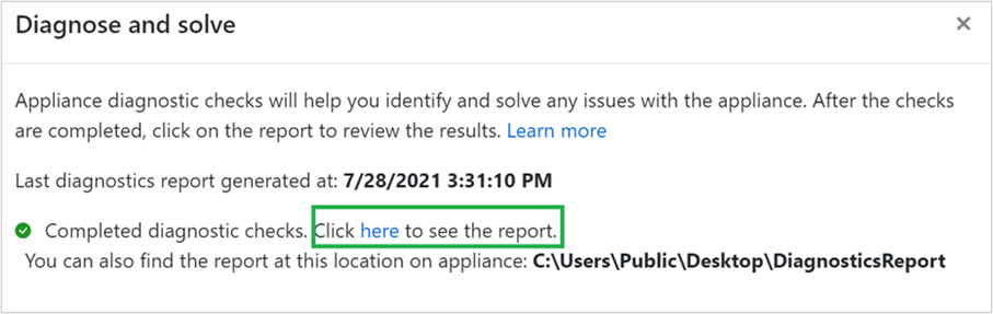 View diagnostic report