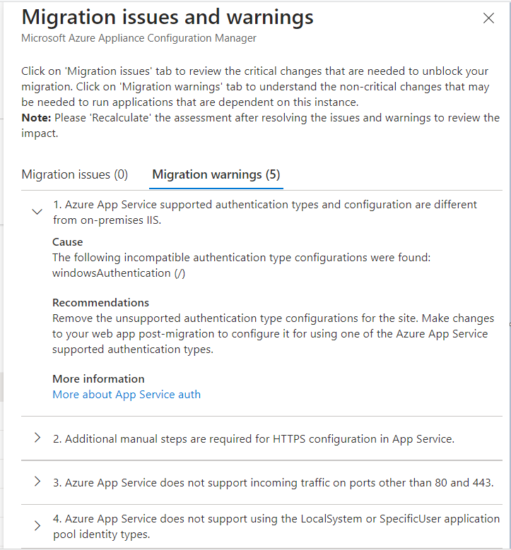 Screenshot of Azure App Service Code readiness.