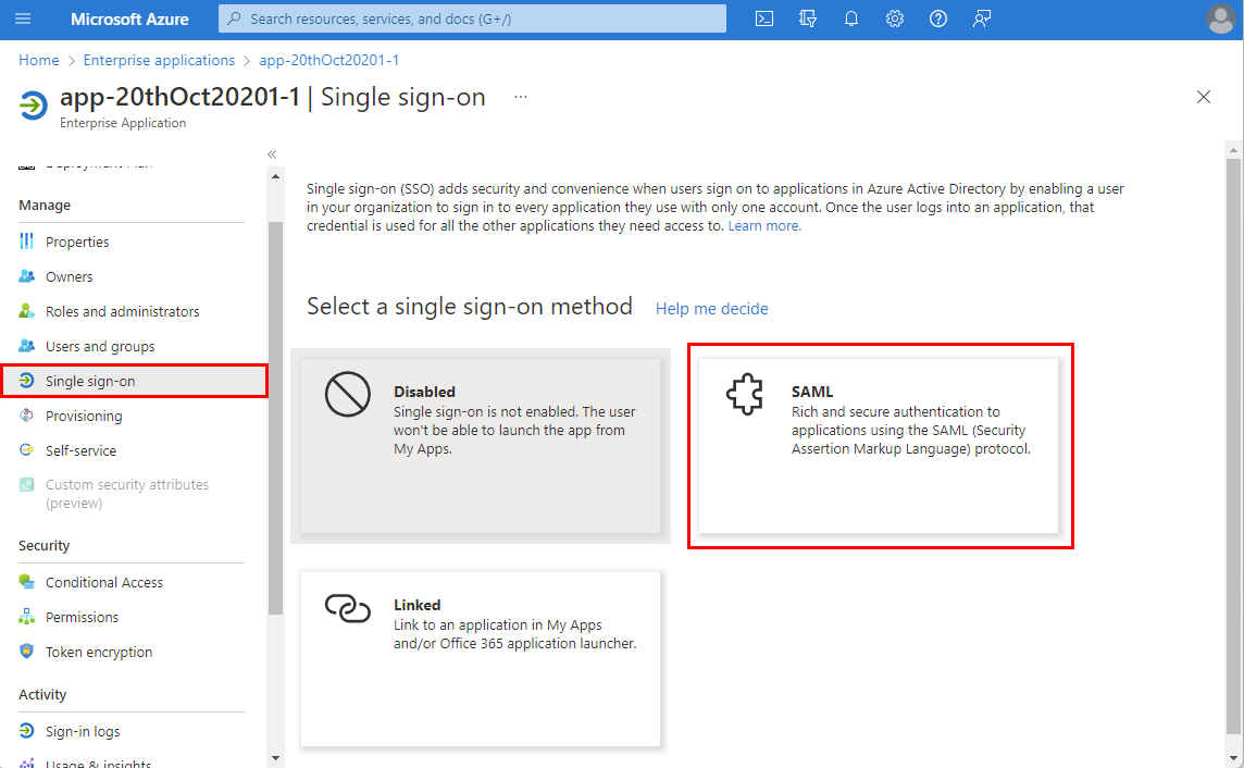 Screenshot of the Dynatrace single sign-on settings.