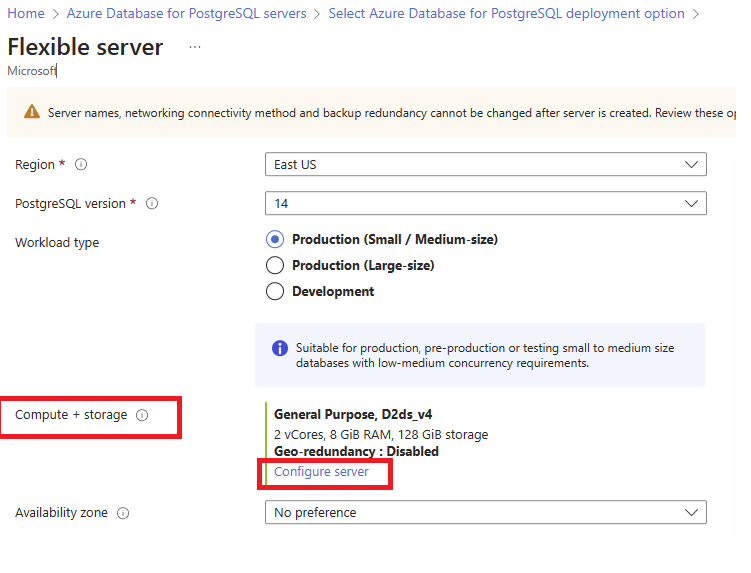 Screenshot showing configure server during provisioning.