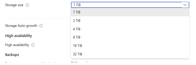 Screenshot that shows storage scale up.