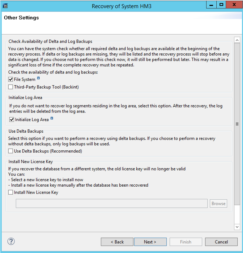 Set the initialize log area