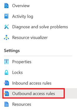 Screenshot of selecting the outbound access rules in the left-hand menu.