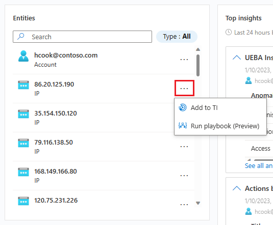 Screenshot that shows adding an entity to threat intelligence.