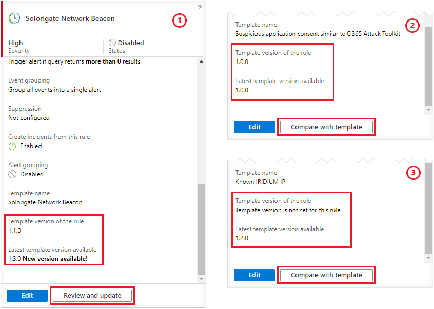 Screenshot of details pane. Scroll down to see template version numbers.