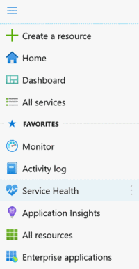 Screenshot showing Service Health Selection.