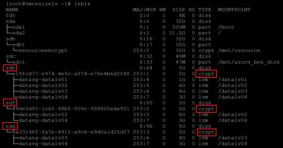 Screenshot showing an alternative code that checks the size of the disks. The results are highlighted.