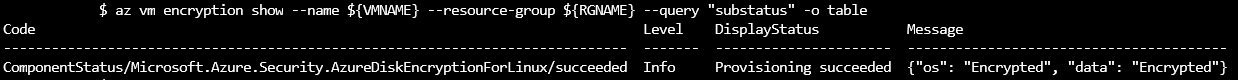 General encryption status from the Azure CLI 