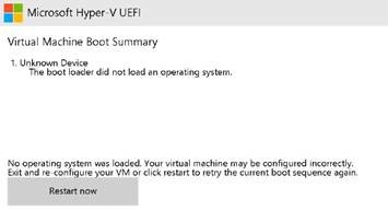 Screenshot that shows boot failure of Azure Windows VM.