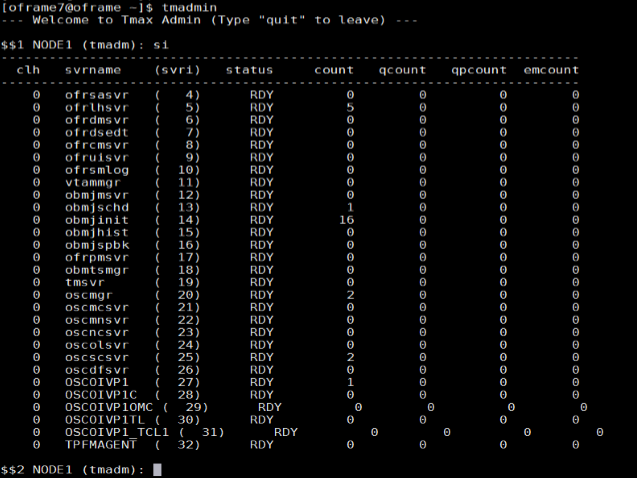 Processes displaying RDY