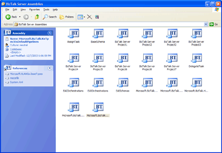 Image that shows the BizTalk Viewer Assemblies directory.