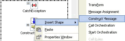 Screenshot that shows the Construct Message menu option.