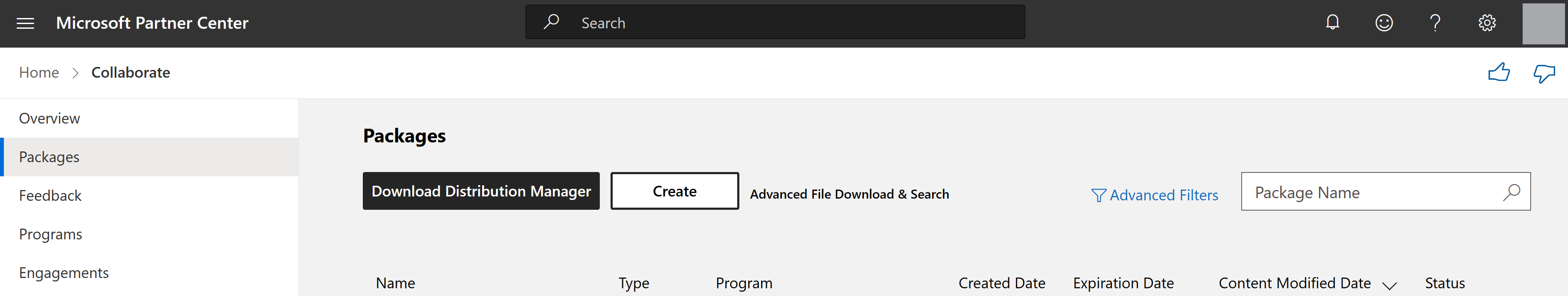 Distribution Manager install on the Packages page