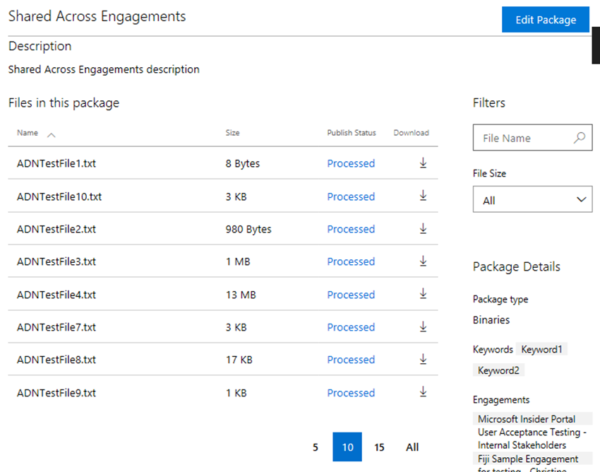 Package details window